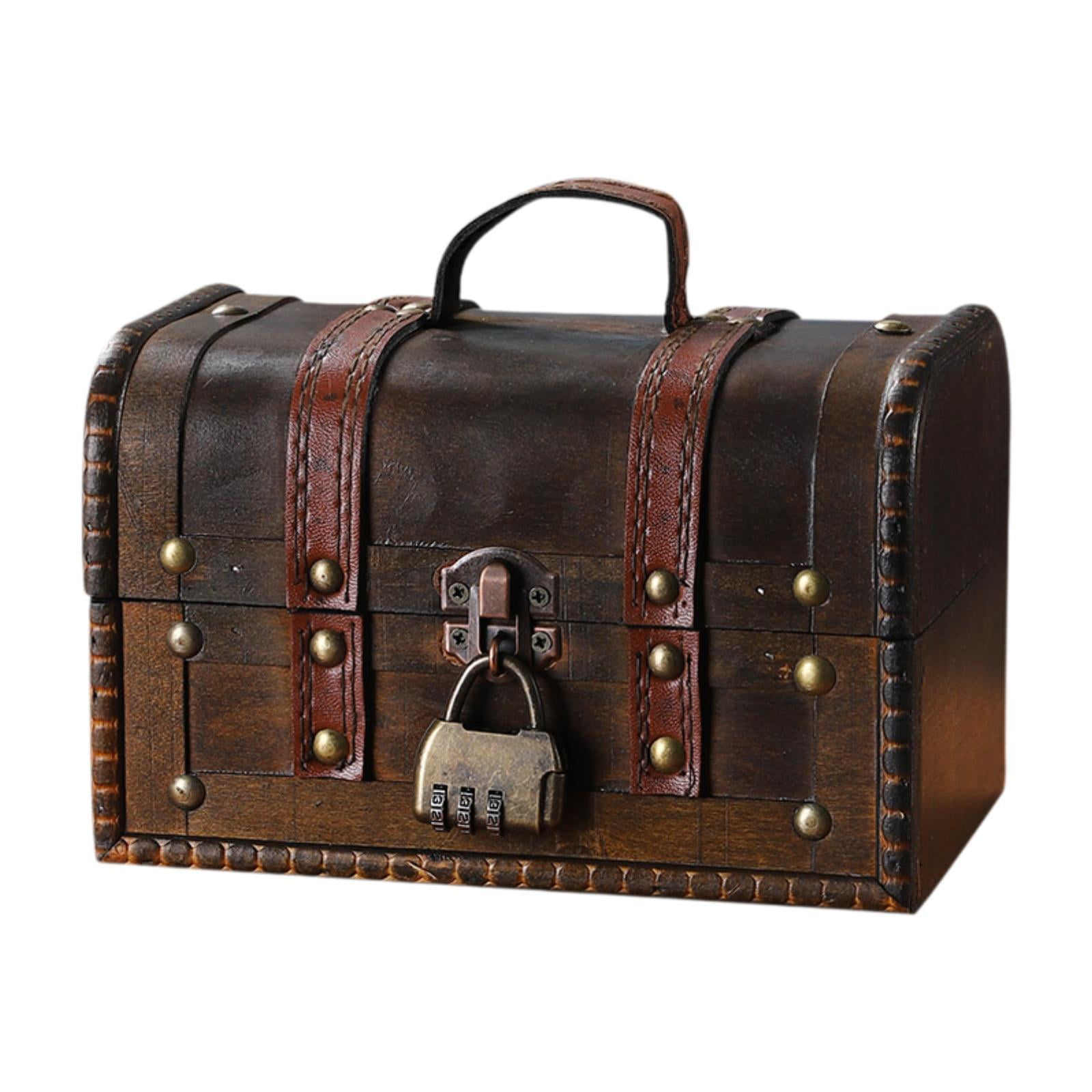 FVDPWYE Wooden Jewelry Box Organizer Treasure Chest Case Container Prop ...