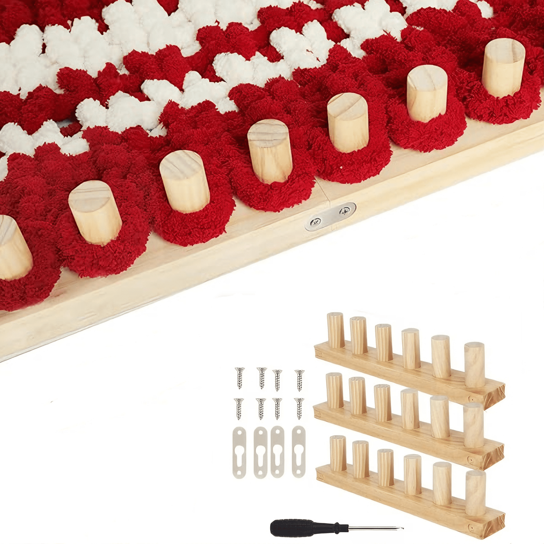 FVDPWYE Wooden Knitting Loom Kit Portable Reusable Thick Blanket Loom for Yarn Craft