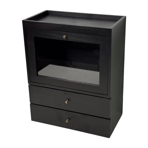 FVDPWYE Wooden Perfume Organizer Skincare Storage Box Riser Collection for Vanity Sturdy Black