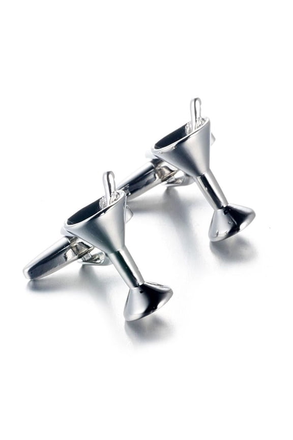 cocktail glass Glasses Shape Cuff links for Men's Suit Shirt Accessories Silver