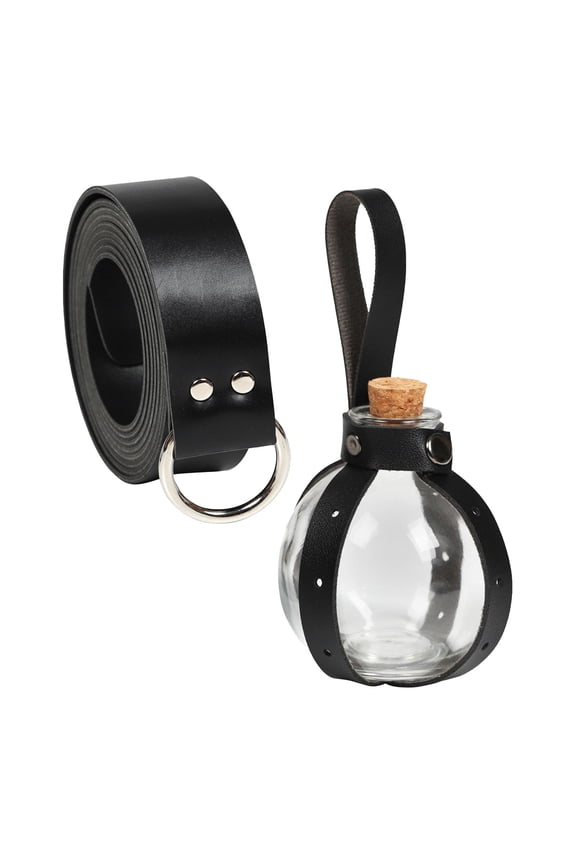with Cork Bottle, , Walking Belt, 190cm, Costume Accessories, Party, PU Leather, holes black