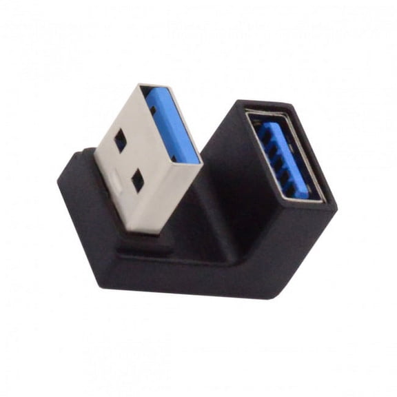 FVH 10Gbps USB3.0 Male to Female Extension Power Data Video Adapter Opposite U Shape Back Angled