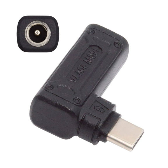 FVH 140W 100W DC Jack 5.5x2.1mm Input to USB-C Type-C Angled 90 Degree Power Plug Charge Adapter for Laptop Phone