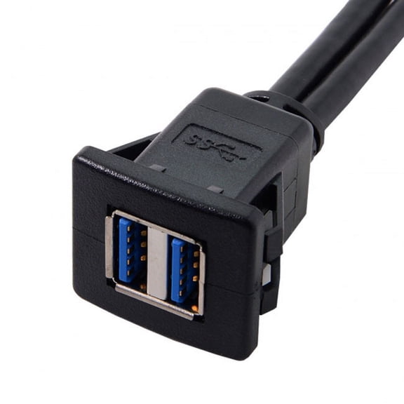 FVH 1m Waterproof Dual USB 3.0 Extension Latch Mount Car AUX Cable for Dashboard Panel