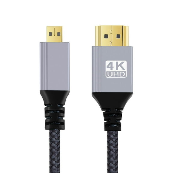 FVH 2.0M HDMI 2.0 Male to Micro HDMI Type-D Male 4K 60hz Cable with Sleeve Straight Connector for HDTV Computer Laptop Monitor