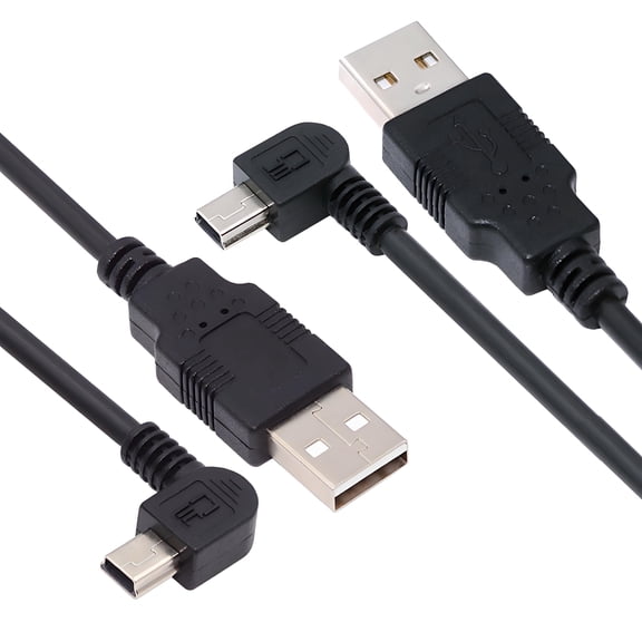 FVH 2pcs/lot Left & Right Angled Mini USB B Type 5pin Male 90 Degree to USB 2.0 Male Power Data Cable 50cm