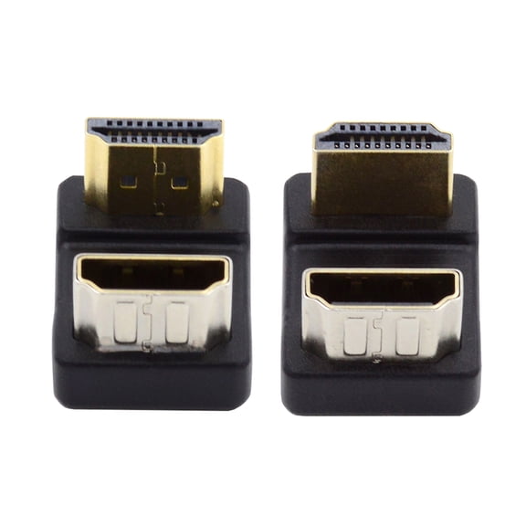 FVH 2pcs/lot Up & Down HDMI 1.4 Male Type-A to HDMI Female Port Saver 360 Degree Opposite U Shape Back Angled Extension Adapter