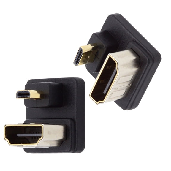 FVH 2pcs/lot Up & Down Micro HDMI 1.4 Male Type-D to HDMI Female Port Saver 360 Degree Opposite U Shape Back Angled Extension Adapter