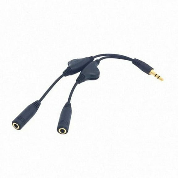 FVH 3.5mm Stereo Male to Double 3.5mm Female Audio Headphone Y Splitter Cable with Volume Control Switch
