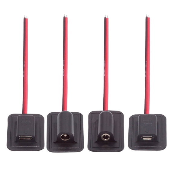 FVH 4pcs/lot Type-C Micro-USB DC 5.5x2.1mm 3.5X1.35mm Power Extension Cable for Backpack Charging Electric Heating Pads