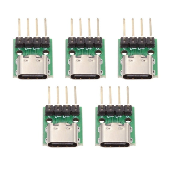 FVH 5pcs/set DIY OEM Type C Female Socket Connector to 4Pin Pitch=2.54mm Contact Header Horizontal USB2.0 Pinout DC 5V Power