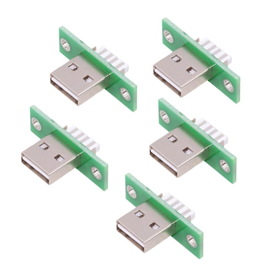 FVH 5pcs/set DIY OEM USB Type-A Male Plug Connector with Panel Mount Solder Type Reversible Design