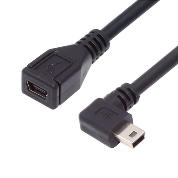 FVH 90 Degree Left Angled Mini USB 5Pin Male to Female Extension Cable 30cm for GPS Camera