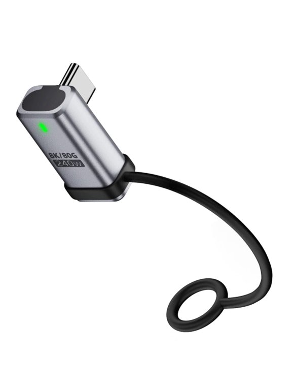 90 Degree USB5.0 80Gbps Male to Female Low Profile Left Right Angled Extension Adapter with Lanyard Keychain 240W 16K 8K 5K Compatible with USB4.0 Thunderbolt3/4/5