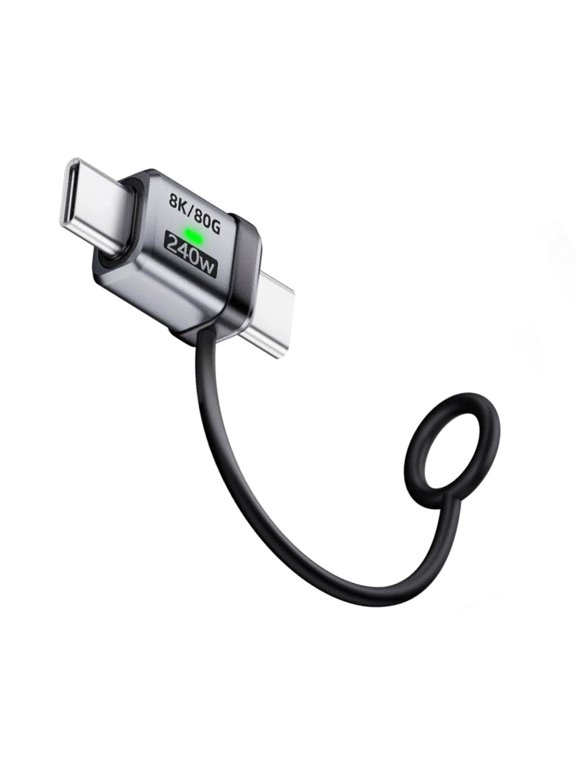 90 Degree USB5.0 80Gbps Male to Male Straight Extension Adapter with Lanyard Keychain 240W 16K 8K 5K Compatible with USB4.0 Thunderbolt3/4/5