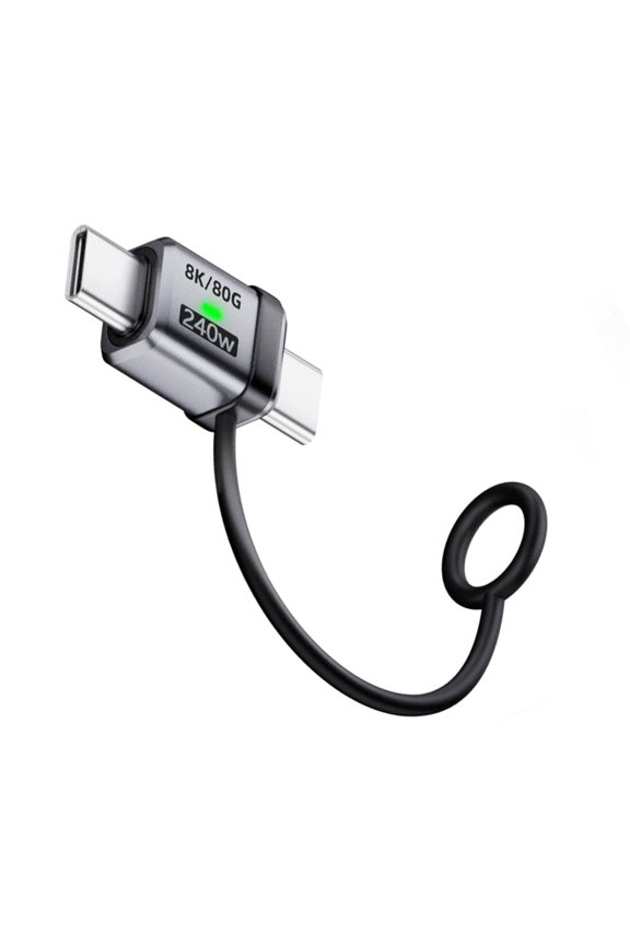 90 Degree USB5.0 80Gbps Male to Male Straight Extension Adapter with Lanyard Keychain 240W 16K 8K 5K Compatible with USB4.0 Thunderbolt3/4/5