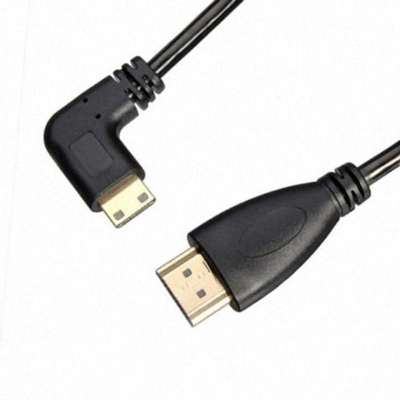 FVH 90 degree left angled Type Mini HDMI Male to HDMI Male stretch spring CABLE 1.2m