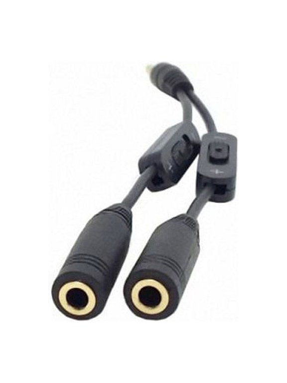Black 3.5mm Stereo Male to Double 3.5mm Female Audio Headphone Y Splitter Cable with Volume Switch