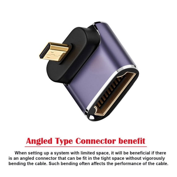 FVH Down Angled Micro HDMI Male to HDMI 2.1 Female UHD Extension Gold Converter Adapter Support 8K 60hz HDTV