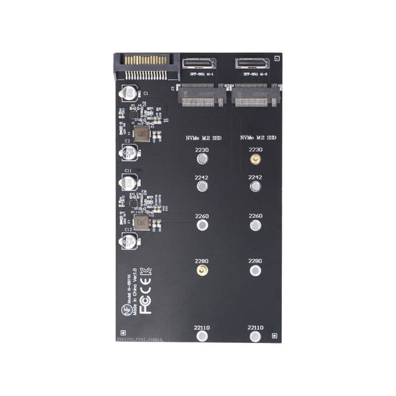 FVH Dual Oculink SFF-8612 SFF-8611 to M.2 NGFF M-Key NVME PCIe SSD 2280 22110mm Adapter for Mainboard