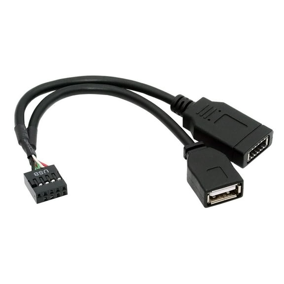 FVH Dual Port Type-A & USB 3.1 Front Panel Socket Key-A Type-E to USB 2.0 9Pin 10Pin Mainboard Header Male Extension Cable