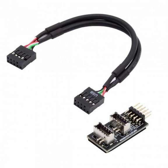 FVH Dual USB 3.1 Front Panel Socket Key-A Type-E to USB 2.0 9Pin 10Pin Mainboard Header Male Cable Extension Adapter