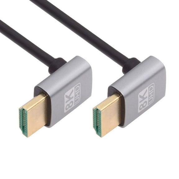 FVH HDMI 2.1 Ultra Thin HDTV Cable 8K 4K Hyper Super Flexible Slim Cord Down Angled to Down Angled 90 Degree Type-A for Computer HDTV