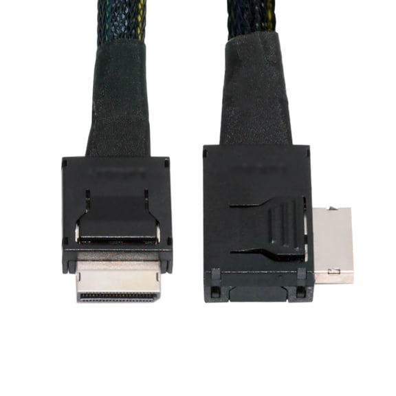 FVH Left Angled 90 Degree OcuLink PCIe 4.0 PCI-Express SFF-8611 4i to SFF-8611 Data Active Cable for eGPU SSD 50cm