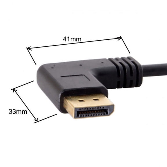 FVH Left Angled DP DisplayPort 90 Degree to Mini DP DisplayPort Female Cable for Displays Monitors