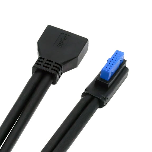FVH Left Angled USB 3.0 20Pin 19Pin Male Low Profile to Female Extension 5Gbps Cable 90 Degree for Motherboard