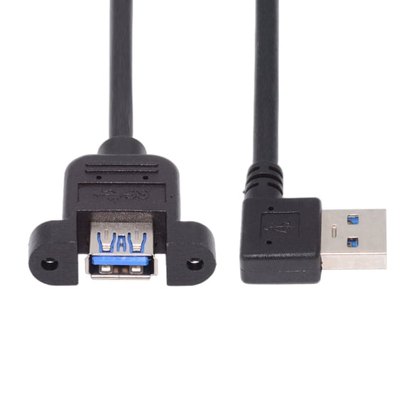 FVH Left Angled USB 3.0 Male to Female Type-A Panel Type Header Cable 90 Degree Connector 30cm