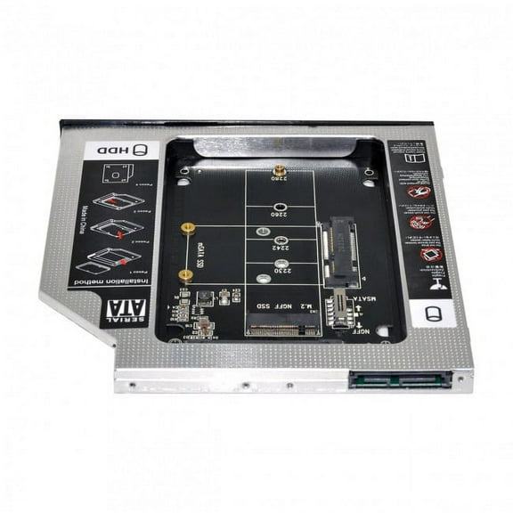 FVH MSATA NGFF B/M-key SSD to Slimline SATA 13Pin Caddy Case for 9.5mm Universal Laptop CD / DVD-ROM Optical Bay
