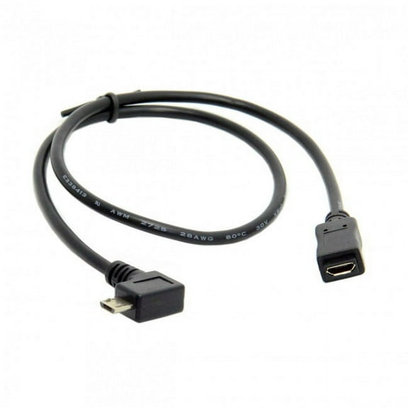 FVH Micro USB 2.0 90 Degree Right Angled Male to Female Tablet Phone Extension Cable 50cm
