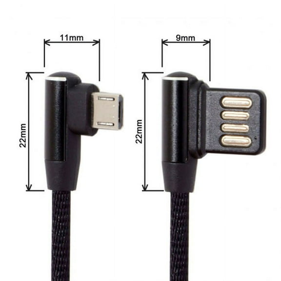FVH Micro USB 5Pin to Left Right Angled 90 Degree USB 2.0 Data Cable with Sleeve for Tablet Phone 15cm