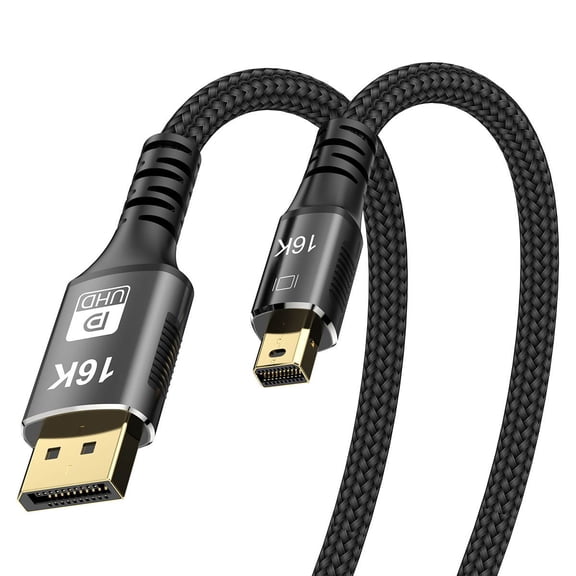 FVH Mini DisplayPort 2.1 Mini-DP 2.0 to DP Cable 16K 60hz Cable Ultra-HD UHD DP 1.4 8K 120hz Compatible FreeSync G-Sync Gaming Monitor 4090 7900