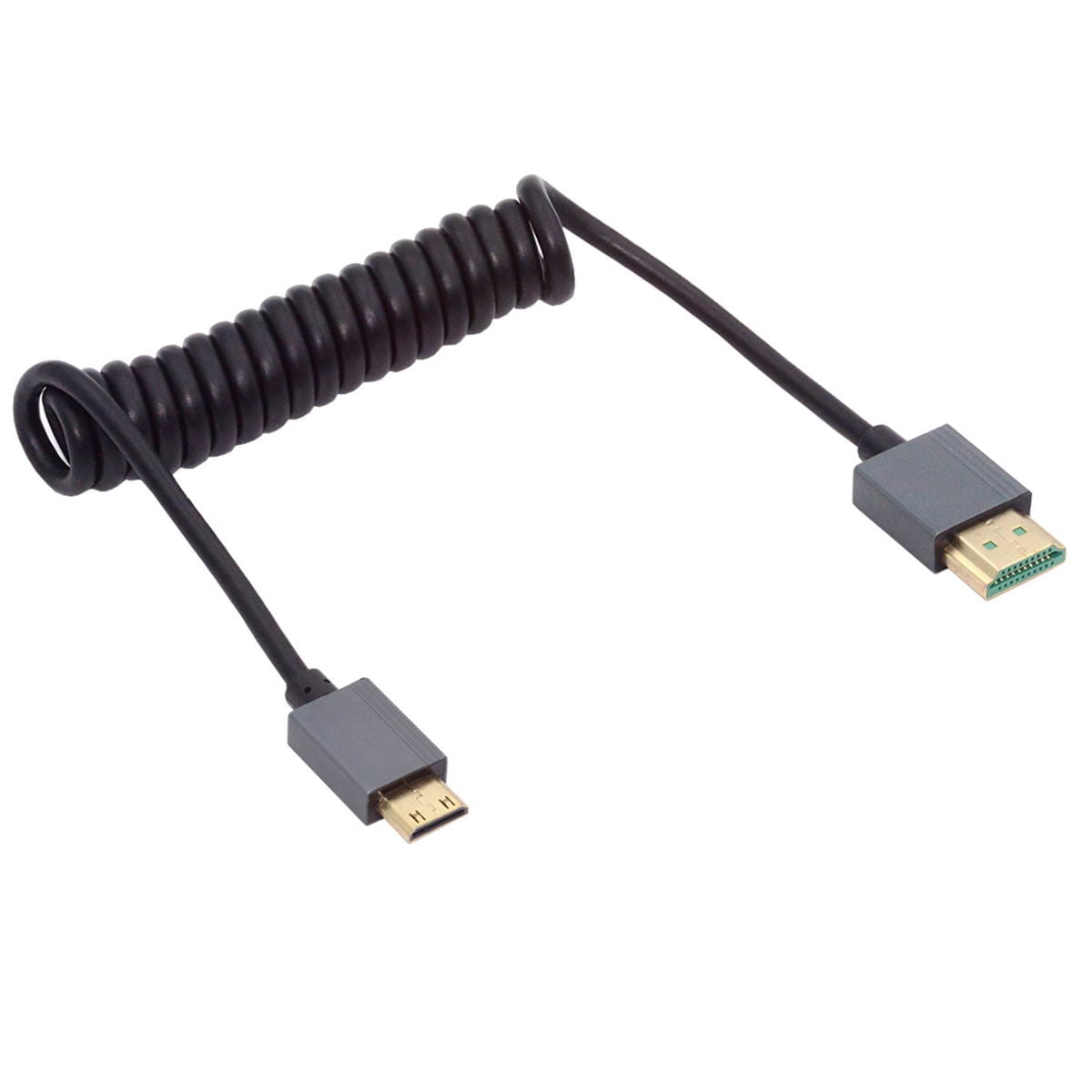 FVH Mini HDMI 2.1 Male to HDMI Male 8K 60hz Stretch Coiled Cable 100cm ...