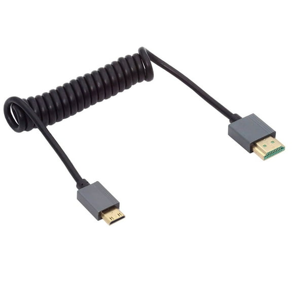 FVH Mini HDMI 2.1 Male to HDMI Male 8K 60hz Stretch Coiled Cable 100cm for HDTV Computer Laptop Monitor