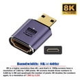 thumbnail image 1 of FVH Mini HDMI Male to HDMI 2.1 Female UHD Extension Gold Converter Adapter Support 8K 60hz HDTV, 1 of 7