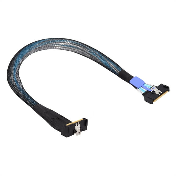 FVH PCI-E 5.0 Mini Cool Edge IO MCIO Angled PCI-E Slimline SAS 8i 74Pin Male to MCIO 74Pin Male Extender Cable 35cm