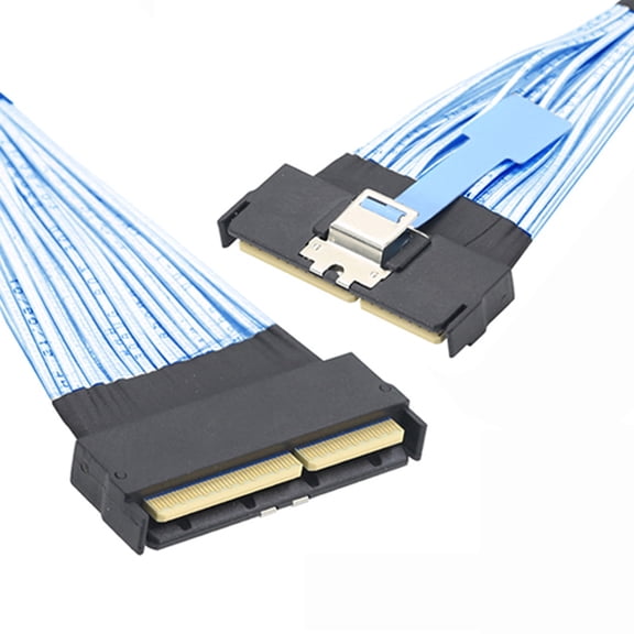FVH PCI-E 5.0 Mini Cool Edge IO MCIO STR PCI-E 16x 124Pin Male to MCIO 124Pin Male Extender Cable 50cm with Pull Tab
