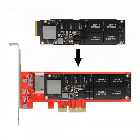 FVH PCI-E4.0 4X Host Adapter to NVMe Ruler 1U GEN-Z EDSFF Short SSD E1.S Carrier Adapter