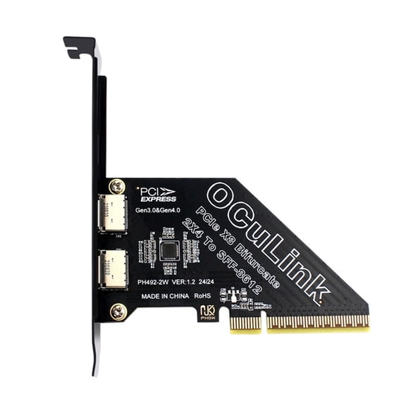 FVH PCI-Express 4.0 PCIE 8x Detachable to Dual Oculink SFF-8612 SFF-8611 VROC Raid0 Adapter for U.2 SSD eGPU External Graphics Card Dock