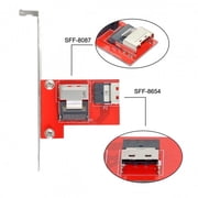 FVH PCI-Express 4.0 Slimline SAS SFF-8654 to Mini SAS SFF-8087 PCBA Female Adapter With Bracket