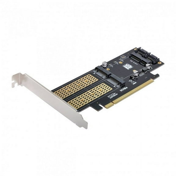 FVH PCI Express PCI-E 3.0 Dual SATA to NGFF NVME MSATA M-Key B/M-key SSD Card Adapter 3in1