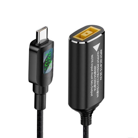 FVH Rectangle Jack Thinkpad X1 Input to USB-C Type-C Power 140W Smart LED Display Charge Cable for Laptop Phone PD9V/5V/20V/7A