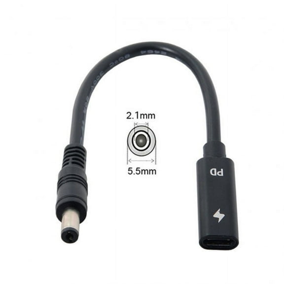 FVH Type C USB-C Female Input to DC 5.5*2.1mm Power PD Charge Cable fit for Laptop 18-20V