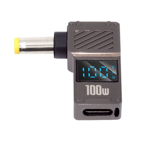 FVH Type-C USB-C Input to DC 5.5x2.5mm Jack Smart LED Display 100W Output Power 20V 5A PD Charge 65W Adapter for Laptop