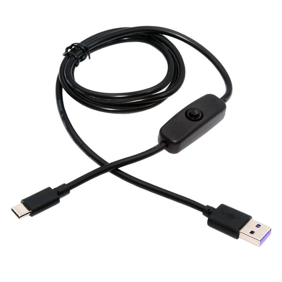 FVH Type-C USB2.0 to Type-A Cable with On Off Power Switch Button USB-C for DC 5V Desk Lamp Fan Camera