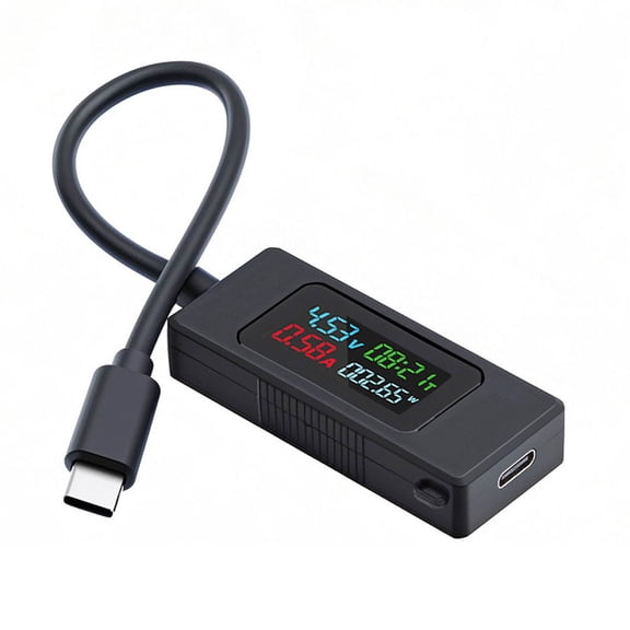 FVH Type-C Voltage Current Power Capacity, Working Time Ammeter Voltmeter USB Cable Charger Detector USB-C Tester 4-30V 0-6.5A Digital Multimeter