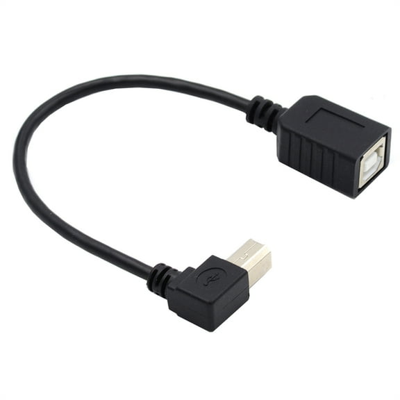 FVH USB 2.0 B Type Male to Female Extension Cable Right Angled 90 Degree 20cm for Printer Scanner Disk